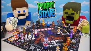 Five Nights at Freddys Monopoly WAR Puppet Steve vs Zombie Steve Unboxing Review