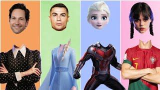 Help Wednesday Addams Frozen Elsa Ronaldo CR7 Ant man Chose Head