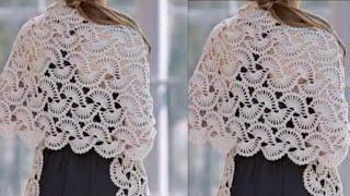 كروشيه شال مستطيل سهل وبسيطCrochet shawl