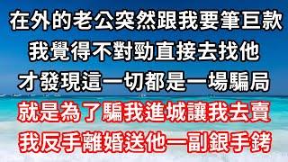 在外的老公突然跟我要筆巨款我覺得不對勁直接去找他才發現這一切都是一場騙局就是為了騙我進城讓我去賣我反手離婚送他一副銀手銬！#心靈回收站