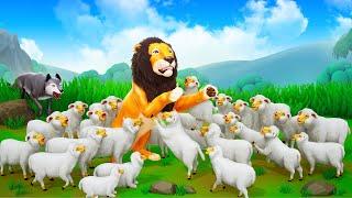 Lion King vs Funny Sheep Cattle - Lion Protects Sheep from Fox  Funny Animals Cartoon Videos