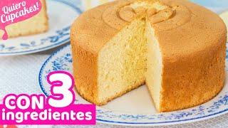 BIZCOCHO EXTRA ESPONJOSO CON 3 INGREDIENTES  RECETA FÁCIL  Quiero Cupcakes