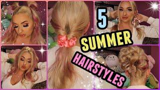 5 EASY CUTE & quick hairstyles for SUMMER 