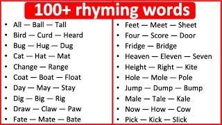 100+ Rhyming Words  What are rhyming words?  Learn with examples