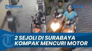 VIRAL 2 Sejoli di Gubeng Surabaya Kompak Mencuri Motor Aksi Nekat Keduanya Terekam Kamera CCTV