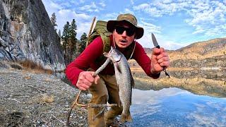 Giant Trout Fishing & SOLO Survival NO FOOD NO WATER Catch & Cook