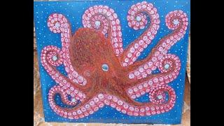 Картина маслом  Осьминог ловящий звёзды Oil painting Octopus Catching the Stars  .