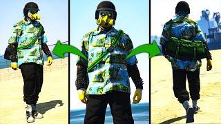 Tryhard Male BeachBase Outfit TAXI PARTY SHIRT YELLOW REBREATHER & BLACK JOGGERS  GTA 5 ONLINE