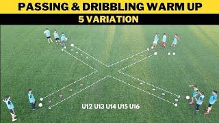 Passing & Dribbling Warm Up  5 Variation  FootballSoccer Drill 