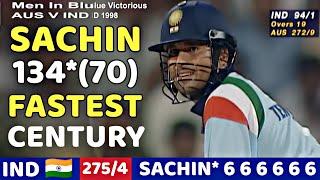 SACHIN TENDULKAR MASSIVE BATTING 134 RUNS  IND VS AUS COCA COLA CUP 1998  SHOCKING BATTING EVER