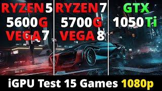 Ryzen 5 5600G VEGA 7 vs Ryzen 7 5700G VEGA 8 vs GTX 1050 Ti - iGPU Test 1080p 15 Games