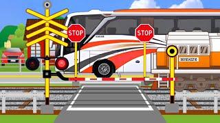 Palang pintu kereta api Bus basuri telolet indonesia 【踏切アニメ】FUMIKIRI  踏切 Railroad crossing trainz 