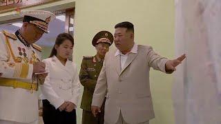 North Korean leader Kim Jong Un and daughter visit Navy headquarters