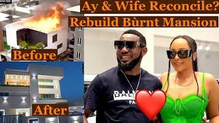 Comedian AY & His Wife Reconcile as They Rebuild Their Lagos Mansion That Caught Fire Months Ago