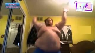 Funny fat man dancing to arab music