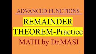 Remainder Theorem Practice Questions