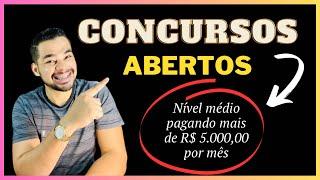 CONCURSOS ABERTOS 29062023 Nível Médio sem redação com 70 questões pagando R$5.00000 por mês