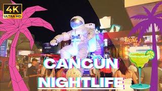 Cancun Mexico  Nightlife Club Zone  Walking Tour 4K  Spring Break 2024
