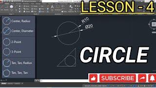 #4  CIRCLE  Radius Diameter 2p 3p TTR TTT  AutoCAD Full Tutorial