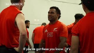 Sevu Reece micd up at All Blacks gym session