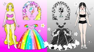 Pink Bride Vs Black Bride - Opposition Wedding Decor Handmade - Barbie Story & Crafts