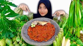 MUKBANG ASMR LALAPAN MENTAH IKAN ASIN SAMBEL TERASI