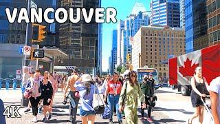  【4K】️ Downtown Vancouver BC Canada. Amazing sunny day. Travel Canada.
