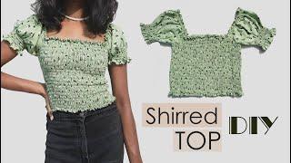 DIY Shirred Top  Smocked Top  How to make Shirred Crop Top  Shirring Tutorial