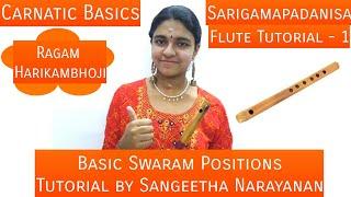 Sarigamapadanisa  Flute Tutorial - 1 Basic Carnatic Flute Ragam Harikambhoji Sangeetha Narayanan