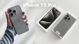 iPhone 15 Pro unboxing Natural Titanium Accessories Aesthetic