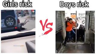 Girls Risk vs Boys Risk  girls vs boys funny meme 