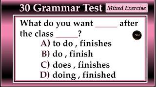 30 Grammar Test  Test Your English level  English All Tenses Mixed Quiz  No.1 Quality English