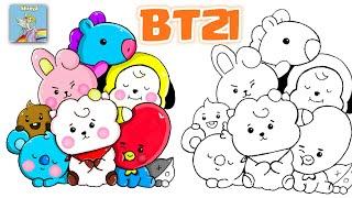 How to draw BT21  Cooky  Shooky Tata RJ Koya Chimmy Mang Van Cute and easy #BT21