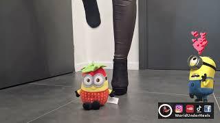 Minion crushed by spiky high heel boots 