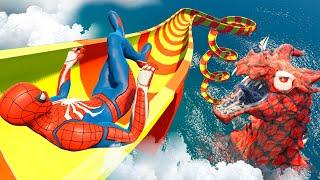 GTA 5 WATER SLIDES  Spiderman vs Spider-Dragon  Water Ragdolls & Falls Episode 17