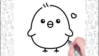 Easy Chick Drawing Step by Step  Cute Animal Drawings For Kids️