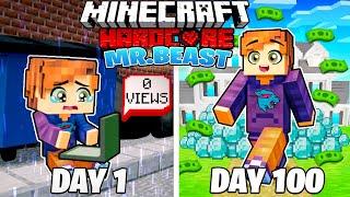 I Survived 100 DAYS as MR BEAST in HARDCORE Minecraft