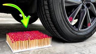 Experiment 1000 Matches M&M Candy Balloons jelly vs Car crushing Crunchy and Soft Things by Car