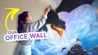 I Painted A GIANT Fantasy Mural ...On our brand new office wall