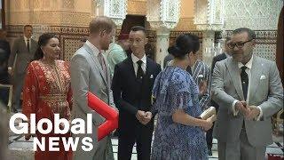 Meghan Markle Prince Harry attend tea ceremony with Moroccan king