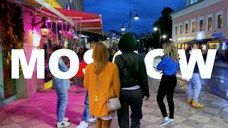 ⁴ᴷ MOSCOW NEVER SLEEPS  Evening life of Russians on Friday  Walking tour - HDR Video