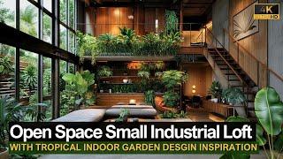 Space-Saving Design Open Space Small Industrial Loft with Tropical Indoor Garden