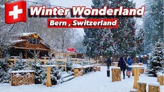 Bern  A city in Switzerland  Snow falling  Christmas market  Winter Wonderland