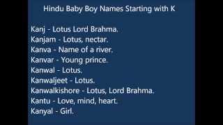 Indian Hindu Baby Boy Names K