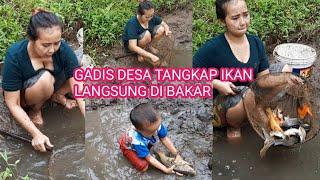 Gadis Desa Tangkap Ikan Di Empang Langsung Di Bakar