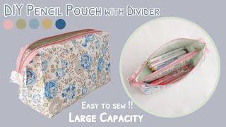 How to sew a pencil pouch with divider  diy divided pencil pouch  pencil pouch making at home