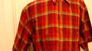 Orvis Mens Large Red Plaid Short Sleeve Shirt