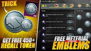 OMG  Trick To Get Free 450+ Recall Tokens  Free Material And Mythic Forge Emblem  Pubgm