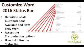 Customize Word 2016 Status Bar