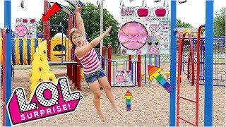 LOL Surprise BIGGIE PETS Scavenger Hunt For LOL Dolls At The Outdoor Playground PARK with Kids